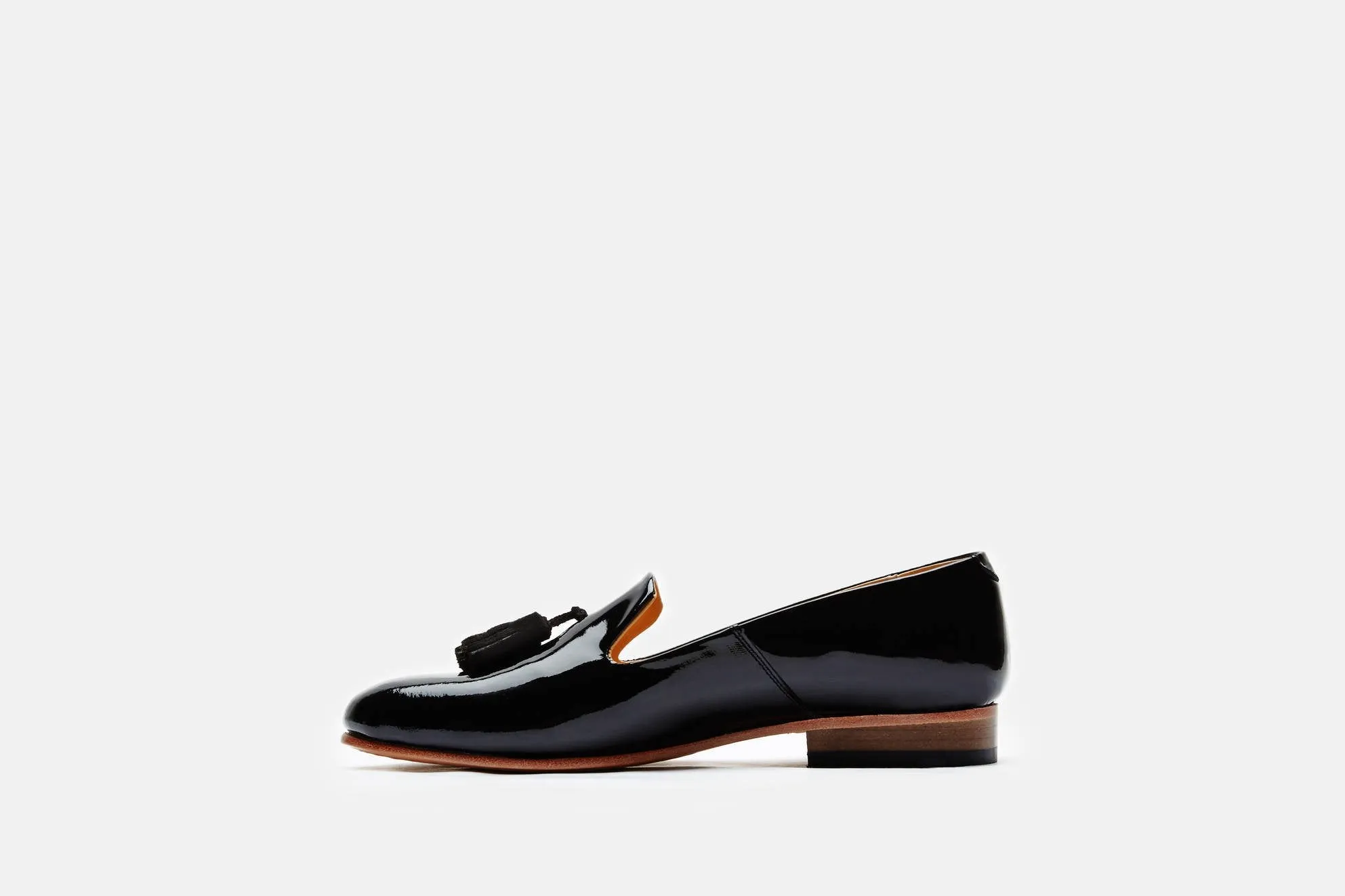 Gaston Slip-On Tassel Loafer - Black Patent/Black Suede