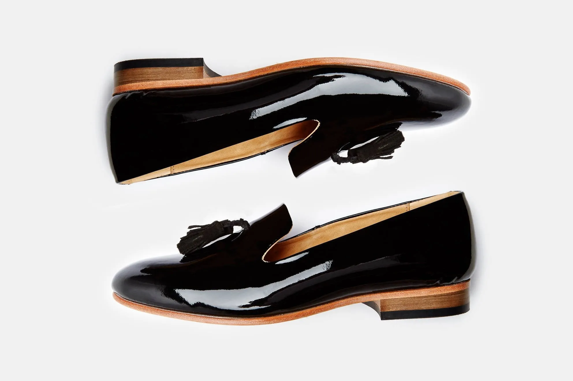 Gaston Slip-On Tassel Loafer - Black Patent/Black Suede