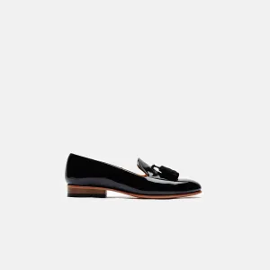 Gaston Slip-On Tassel Loafer - Black Patent/Black Suede