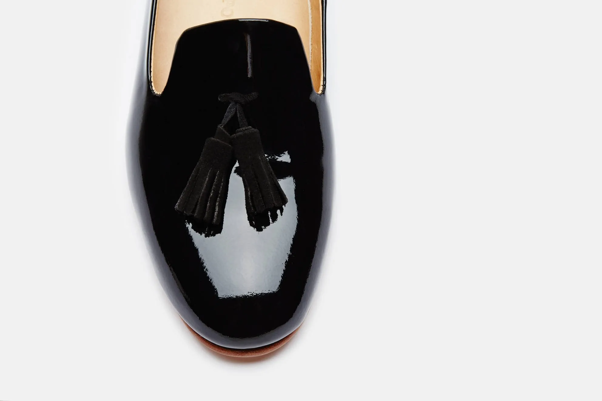 Gaston Slip-On Tassel Loafer - Black Patent/Black Suede