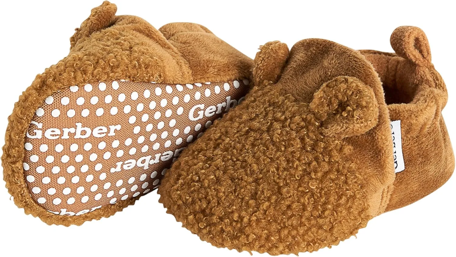 Gerber Unisex-Baby Fleece Lined Non Skid Soft Slipper Booties with Ears
