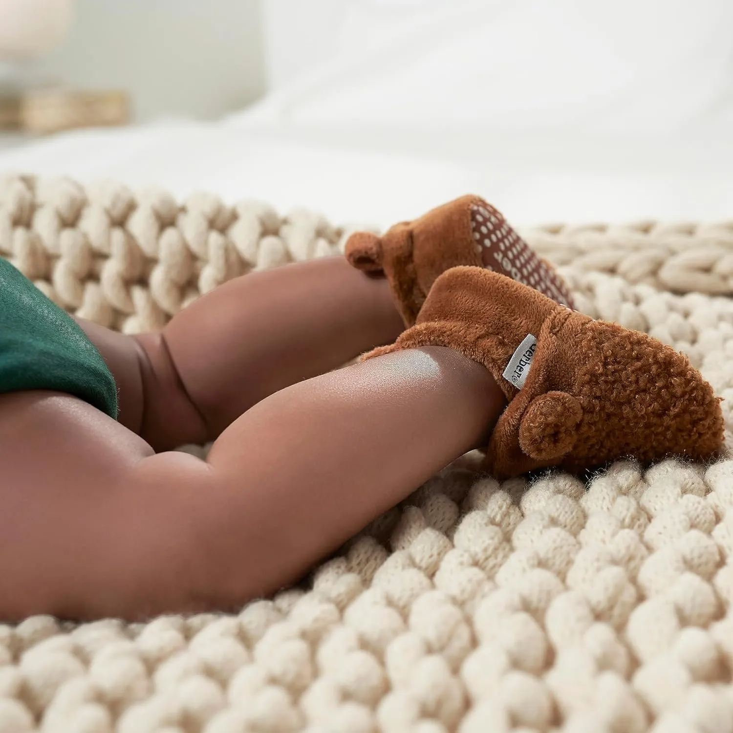 Gerber Unisex-Baby Fleece Lined Non Skid Soft Slipper Booties with Ears