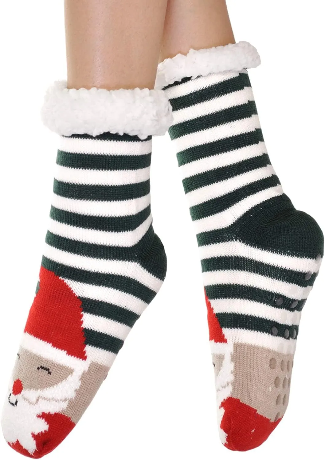 Gilbins Winter-Weight Thermal Thick Knit Fleece-Lined Cozy Sherpa Lined Fuzzy Slipper Socks With Grippers (3 Pack)