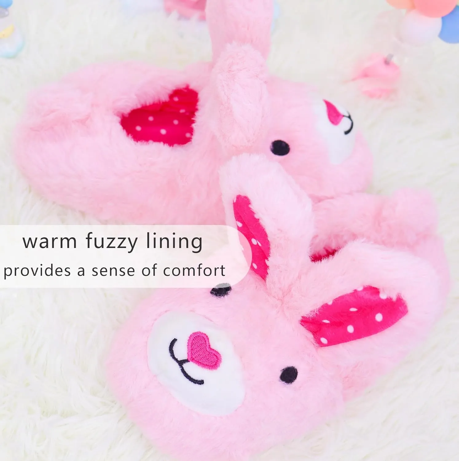 Girls Bunny Slippers Toddler Slippers Cute Rabbit Warm Plush Comfortable Winter House Shoes Cozy Soft Memory Foam Fuzzy Slipper(See Sizes)