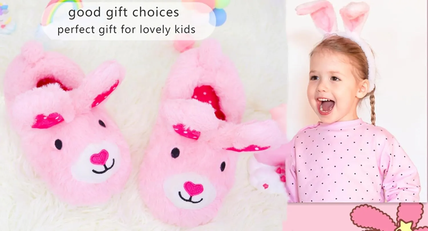 Girls Bunny Slippers Toddler Slippers Cute Rabbit Warm Plush Comfortable Winter House Shoes Cozy Soft Memory Foam Fuzzy Slipper(See Sizes)