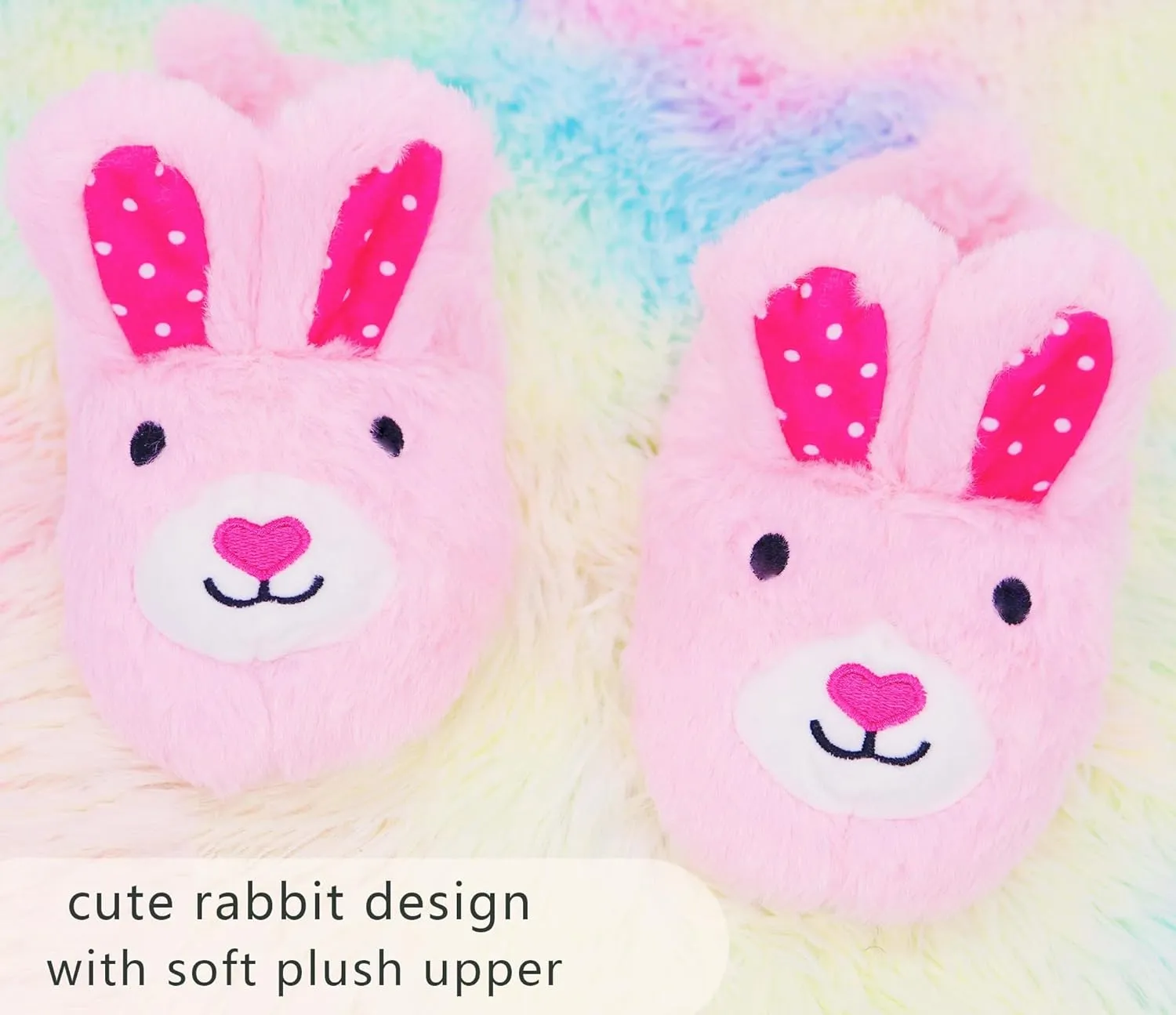 Girls Bunny Slippers Toddler Slippers Cute Rabbit Warm Plush Comfortable Winter House Shoes Cozy Soft Memory Foam Fuzzy Slipper(See Sizes)