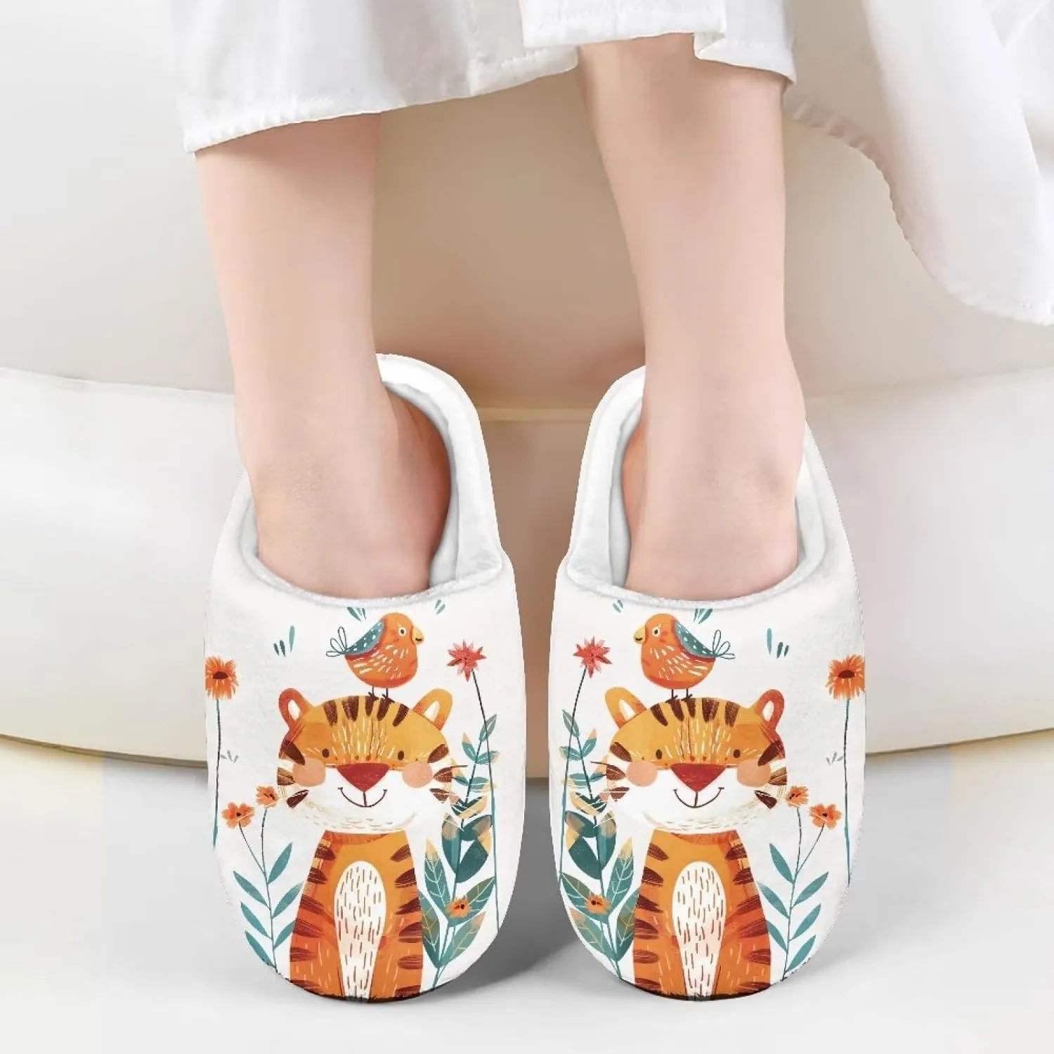 Girl's Cute House Slippers Winter Fluffy Plush Slippers Anti-skid Animal Slippers Soft Cozy Indoor Warm Furry Shoes