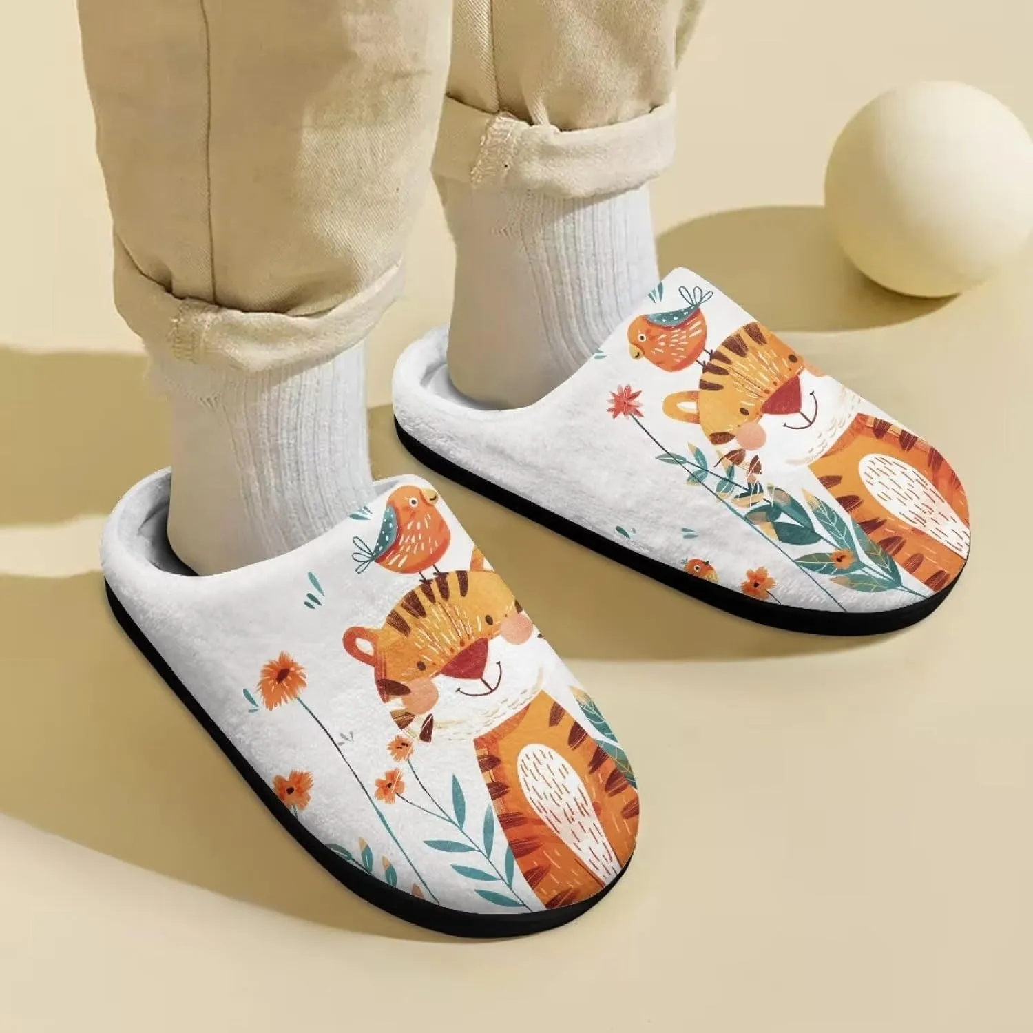 Girl's Cute House Slippers Winter Fluffy Plush Slippers Anti-skid Animal Slippers Soft Cozy Indoor Warm Furry Shoes