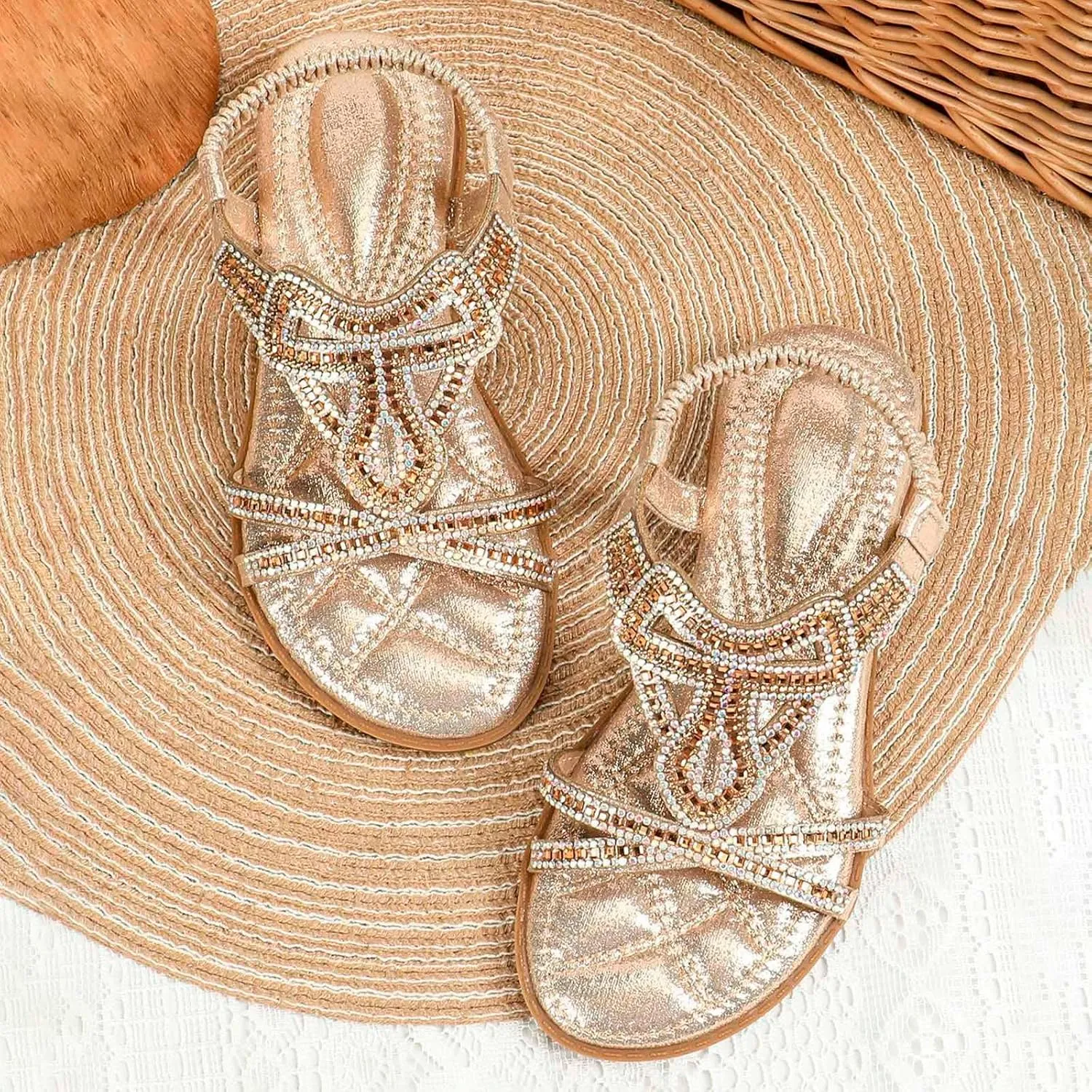 Girls Sandals 2025 Flat Shoes: Dressy Summer Bohemian Flats Shoes for Girls Sandals Comfortable Ankle Strap Outdoor Walking Shoe for Kids