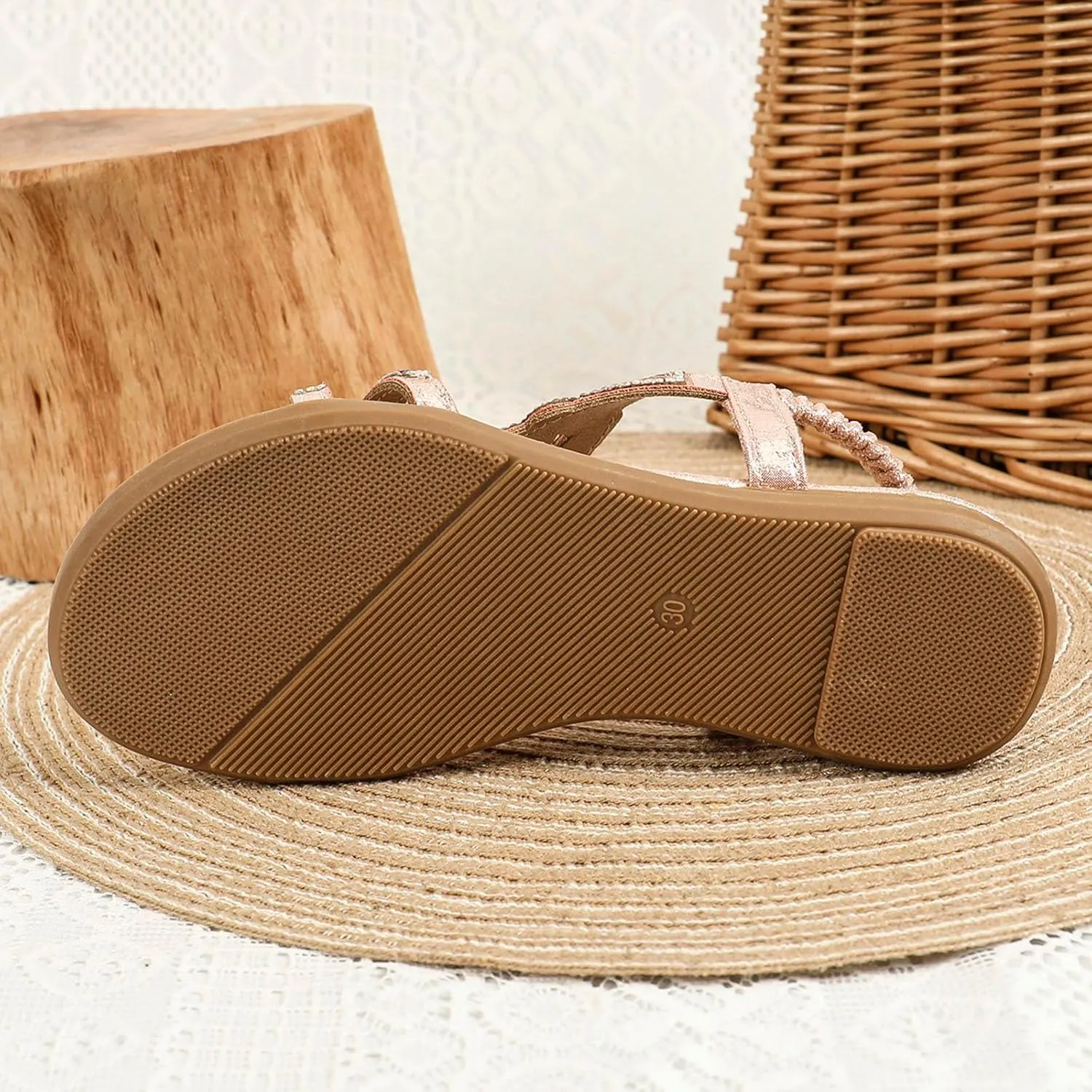 Girls Sandals 2025 Flat Shoes: Dressy Summer Bohemian Flats Shoes for Girls Sandals Comfortable Ankle Strap Outdoor Walking Shoe for Kids