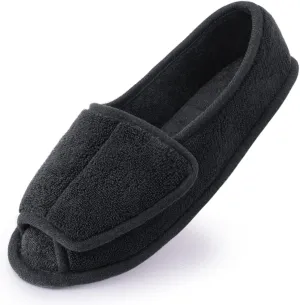 Git-up Women Diabetic Slippers/W Arthritis Edema Adjustable Closure Memory Foam House Shoes Open Toe Extra Wide