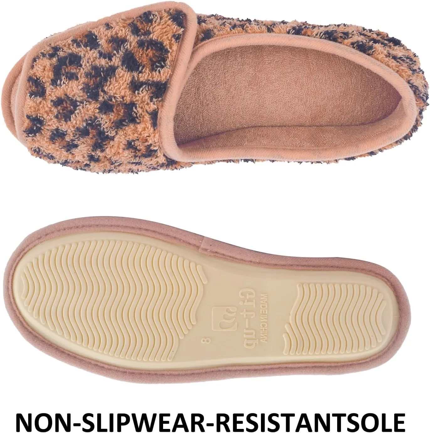 Git-up Women Diabetic Slippers/W Arthritis Edema Adjustable Closure Memory Foam House Shoes Open Toe Extra Wide