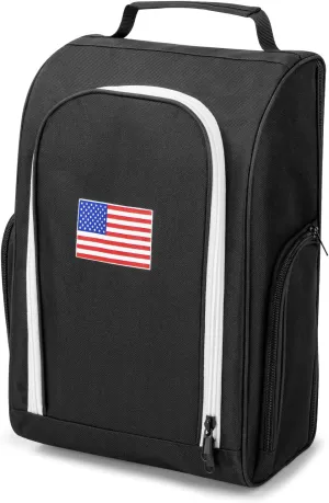 Golf Shoe Bag, Zipper Sports Shoe Strap Bag with 3 Pocket for Golf Accessories, Golf Shoes Bag Storage with Mesh Ventilation and Carry Handle, Golf Gifts for Men Women(black)