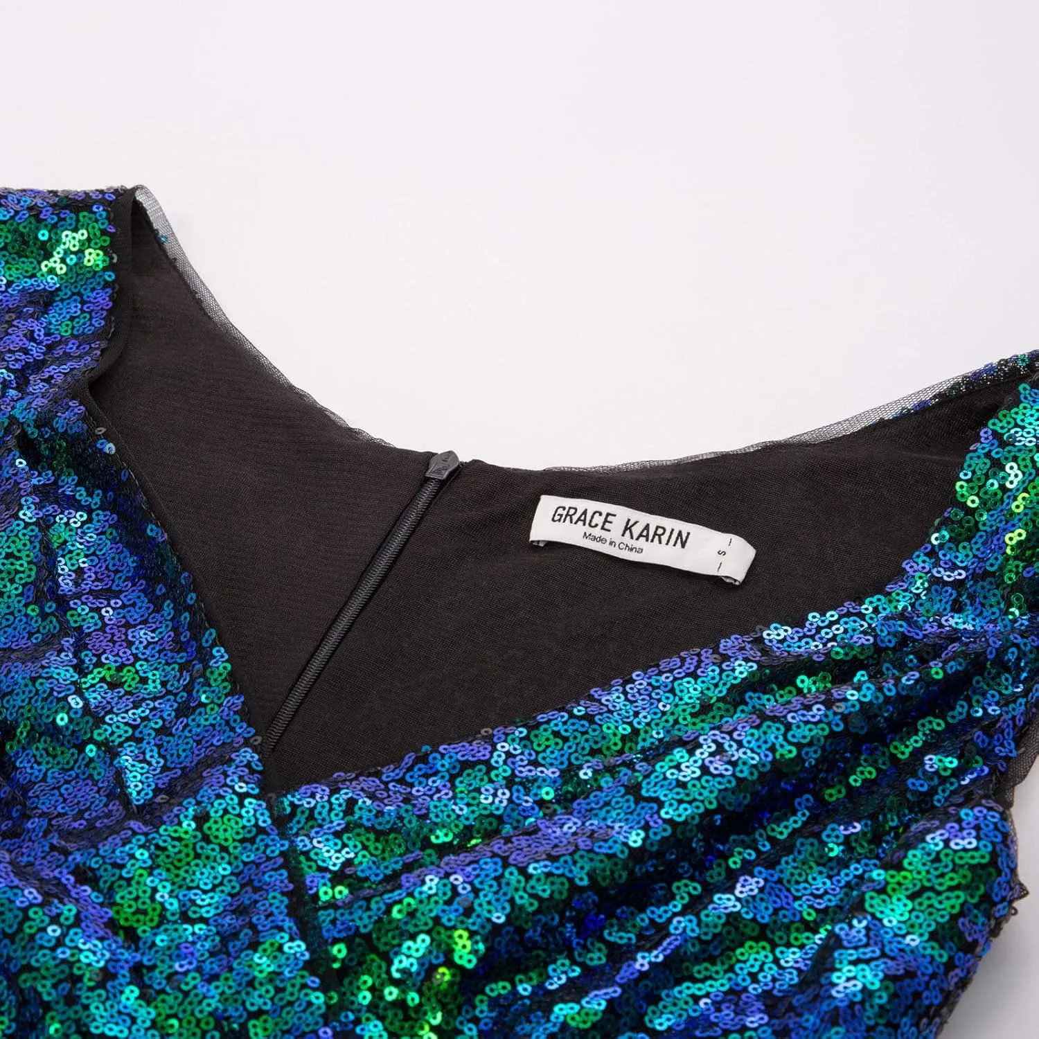 GRACE KARIN Women's Sequin Dresses Sleeveless V-Neck Sparkly Glitter Evening Party Dress