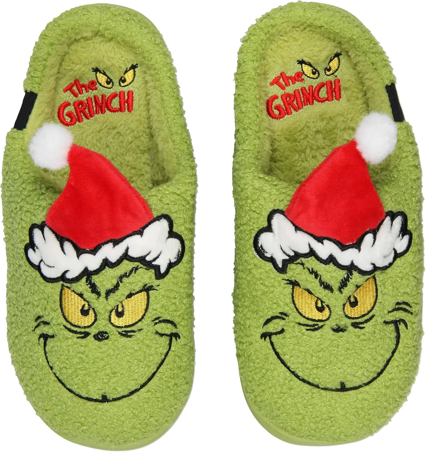 Grinch Slippers Dr Seuss The Grinch Who Stole Christmas 3D Hat Holiday Matching Family Rubber Bottom House Slipper