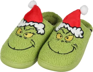 Grinch Slippers Dr Seuss The Grinch Who Stole Christmas 3D Hat Holiday Matching Family Rubber Bottom House Slipper