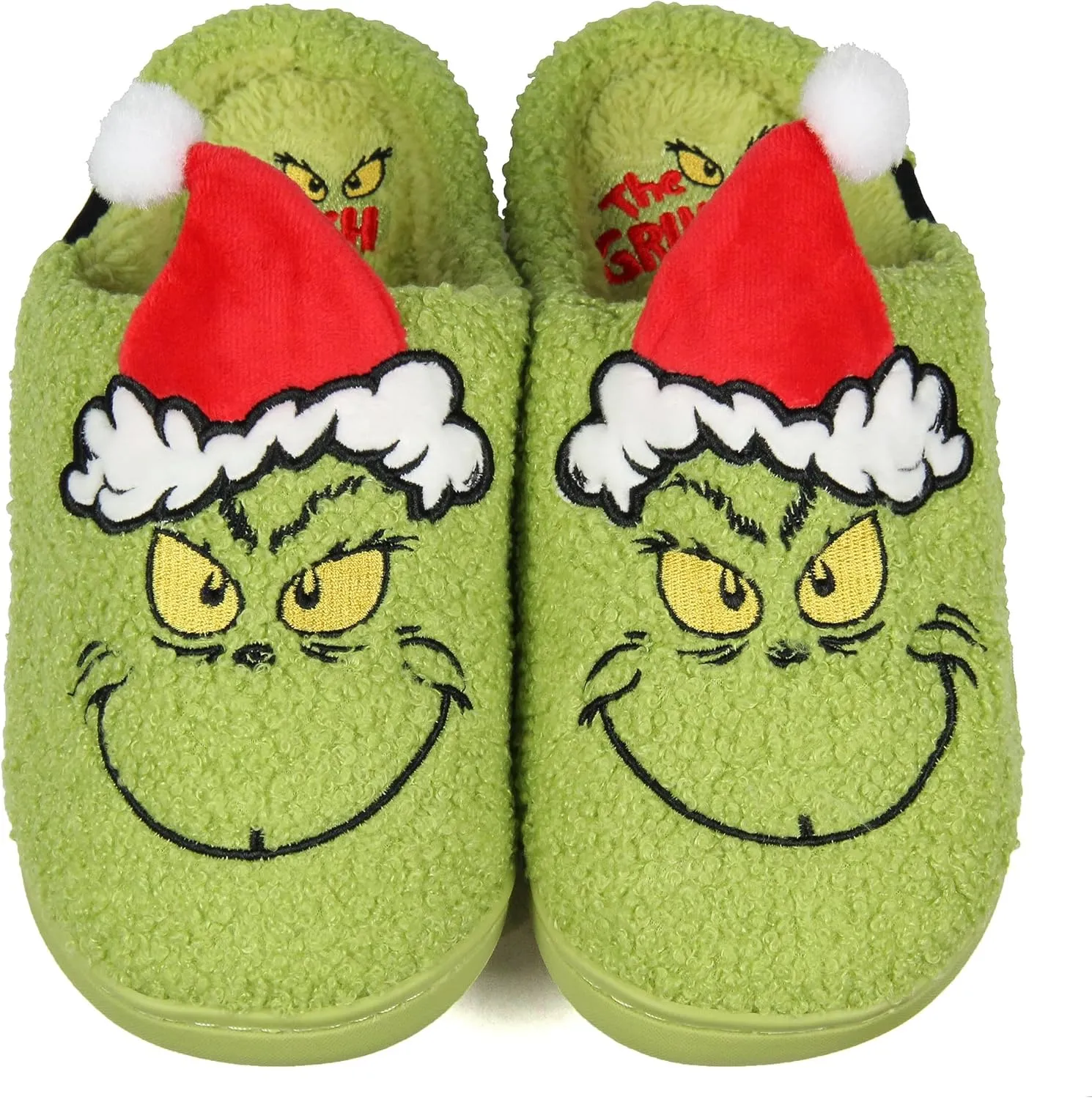 Grinch Slippers Dr Seuss The Grinch Who Stole Christmas 3D Hat Holiday Matching Family Rubber Bottom House Slipper