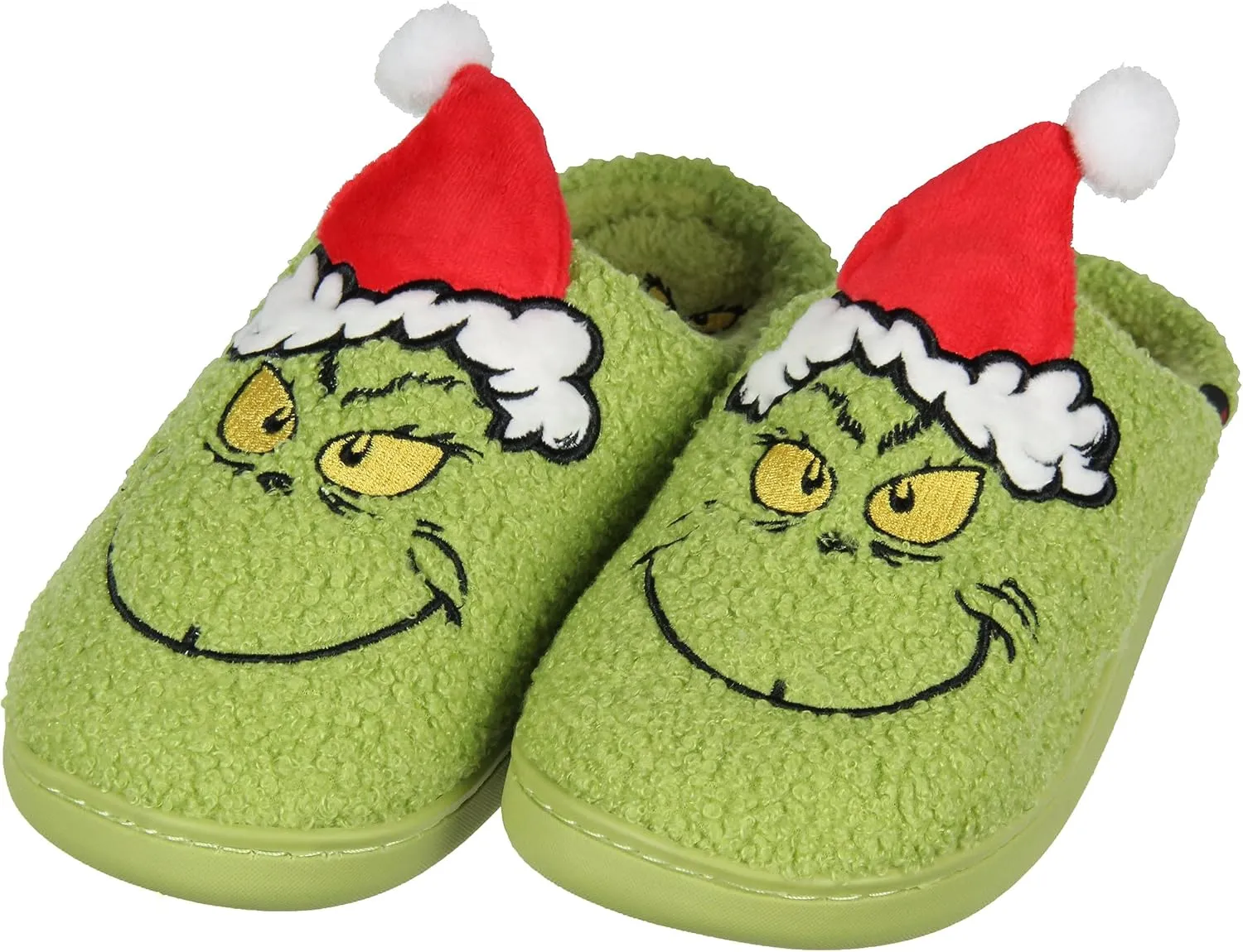 Grinch Slippers Dr Seuss The Grinch Who Stole Christmas 3D Hat Holiday Matching Family Rubber Bottom House Slipper