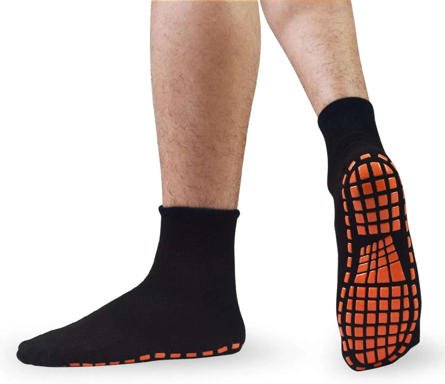 GRPSKCOS Non Slip Socks for Men House Socks with Grips 3 Pairs Anti-Skid Yoga Pilates Tile Wood Floors Hospital Slipper Socks
