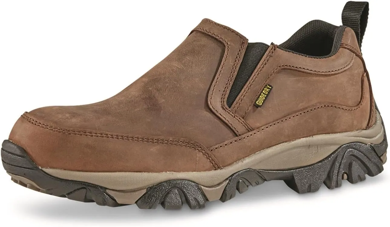 Guide Gear Arrowhead II Men's Leather Waterproof Slip-on Loafers Non-Slip Breathable Lightweight Shoes for Hiking, Walking, Outdoor, Casual, Work, Dress