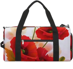 Gym Bag for Men Women Travel Duffle Bag Lightweight Weekender Duffel Bag Poppy Flowers Vivid Petals Carry on Bag