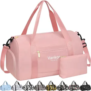 Gym Bag for Women with Shoe Compartment, Waterproof Sports Duffle Bag, Medium, Pink