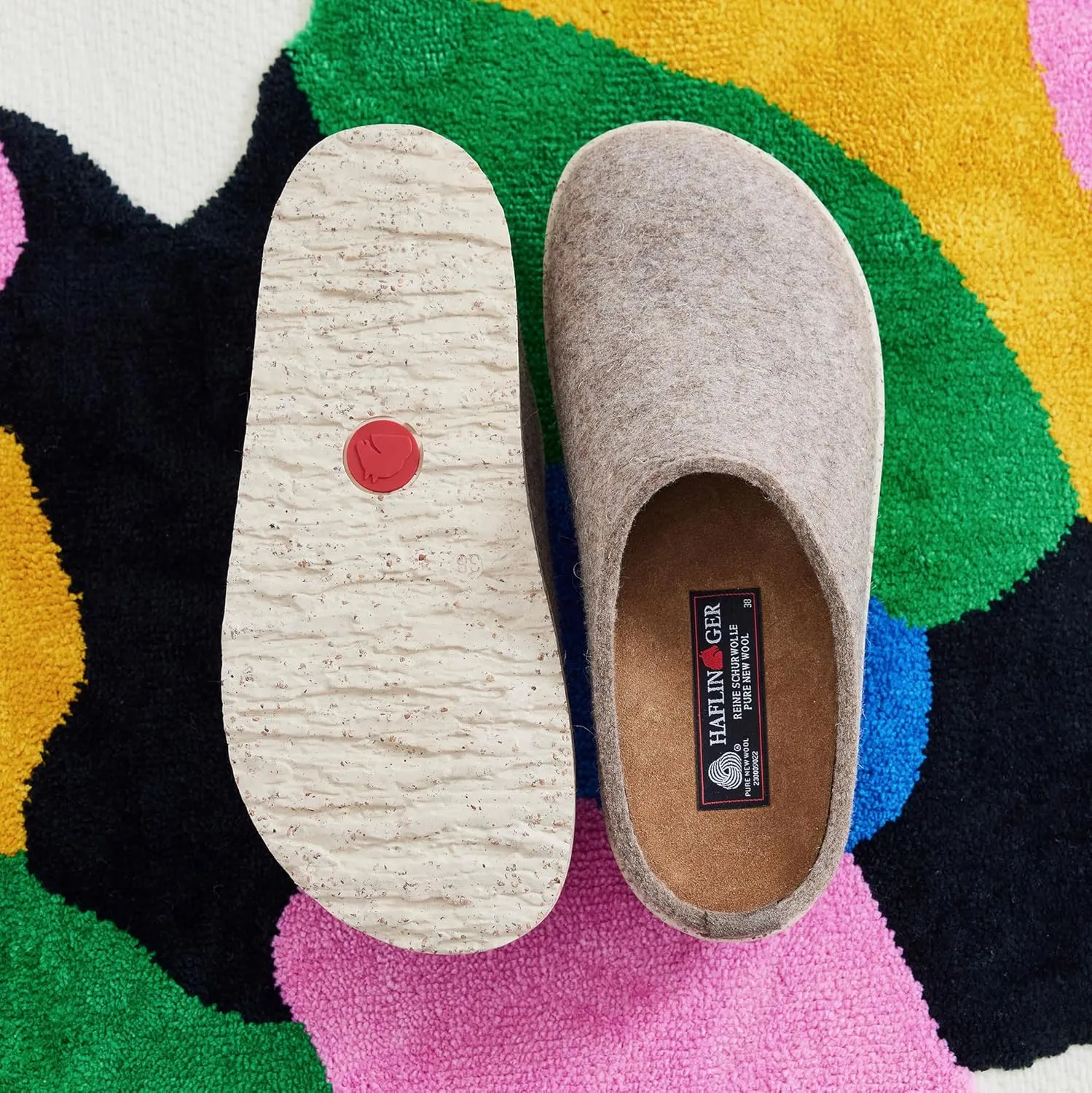 HAFLINGER Unisex Manhattan Warm Breathable Wool Slippers with Removable Footbed & Slip-Resistant Sole | Indoor & Outdoor Wear