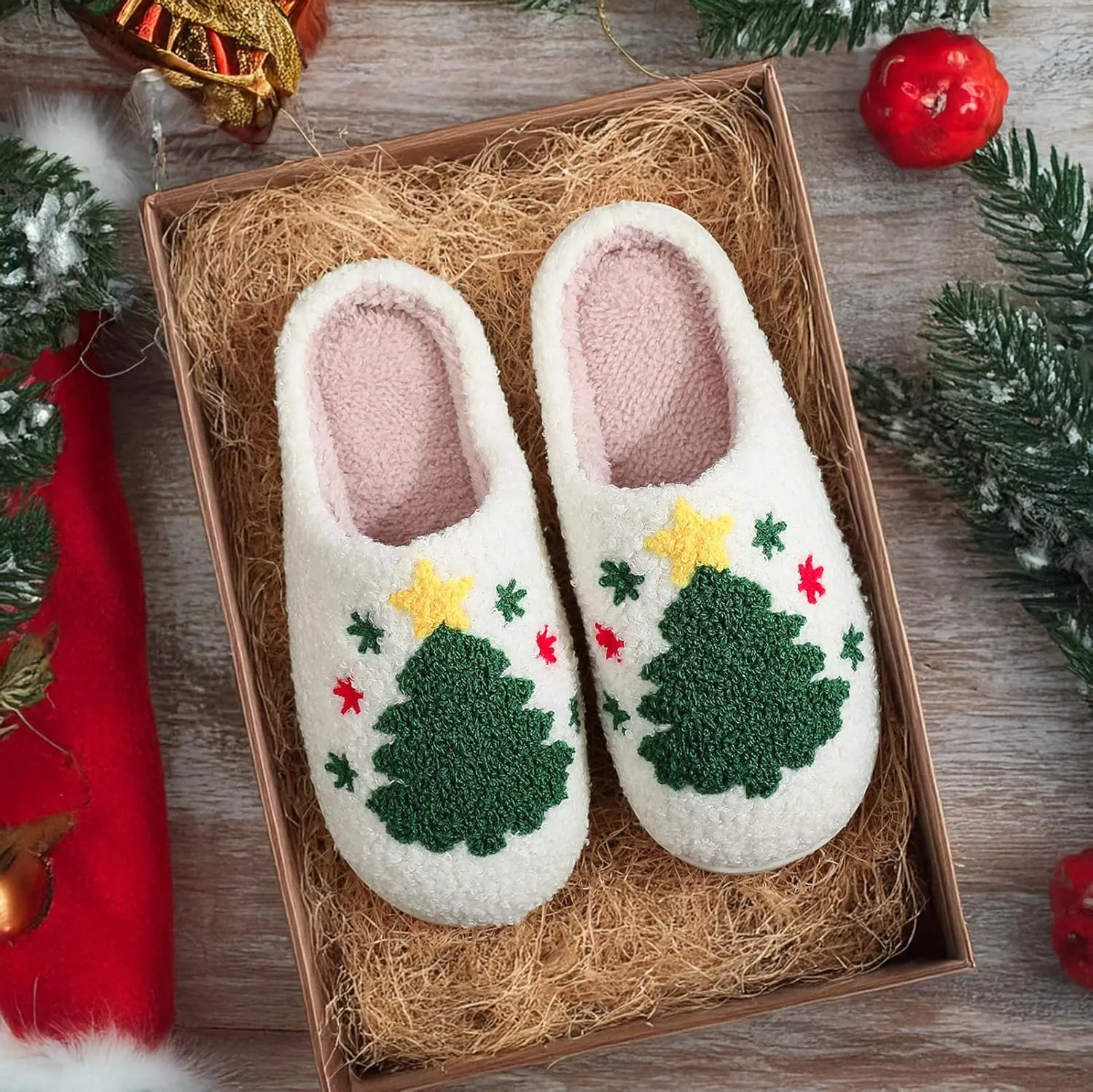 Halloween Christmas Slippers Holiday Slipper House Shoes Home Slipper for Women Fuzzy Outdoor Indoor Bedroom Slippers