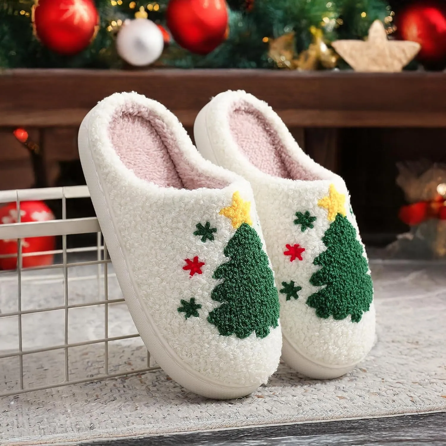 Halloween Christmas Slippers Holiday Slipper House Shoes Home Slipper for Women Fuzzy Outdoor Indoor Bedroom Slippers