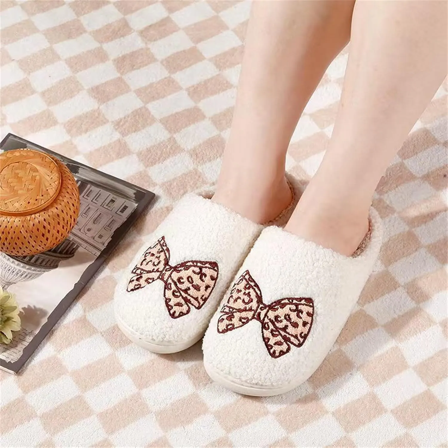 Halloween Pumpkin Slippers for Womens Mens Cute Cartoon Slippers Plush Warm Memory Foam Shoes