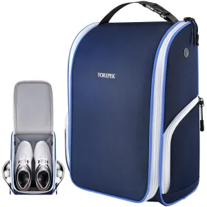 Handmade Golf Shoe Bag, with 3 Pockets for Socks, Gloves, Tees, Balls, Brush, Zippered Sport Shoe Carrier Bags with Ventilation, Golf Gifts for Men Women Unique,Blue