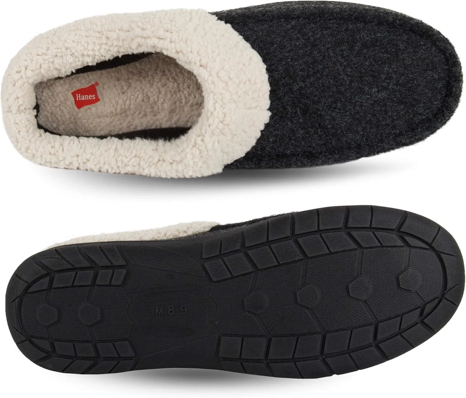 Hanes Men's Felt Clog Slipper Shoe - Memory Foam Indoor Outdoor Sole