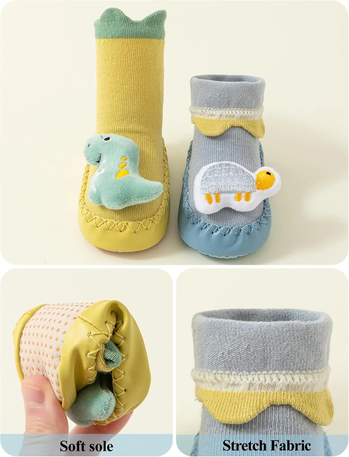 Happy Cherry Baby Kid Non-slip Rubber Sole Socks Shoes Indoor Soft First Walking Floor Booties Slipper for Toddler Girls Boys