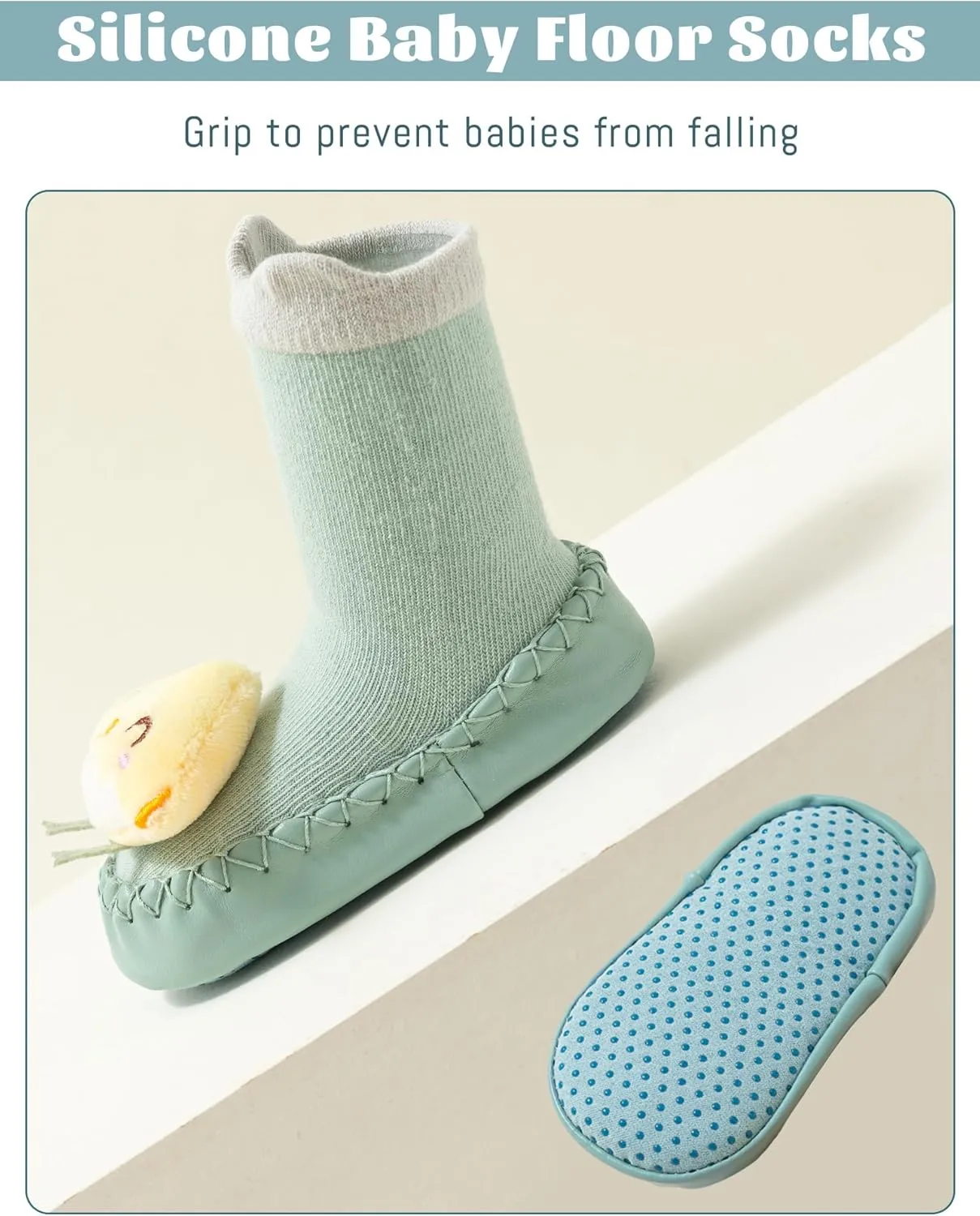 Happy Cherry Baby Kid Non-slip Rubber Sole Socks Shoes Indoor Soft First Walking Floor Booties Slipper for Toddler Girls Boys