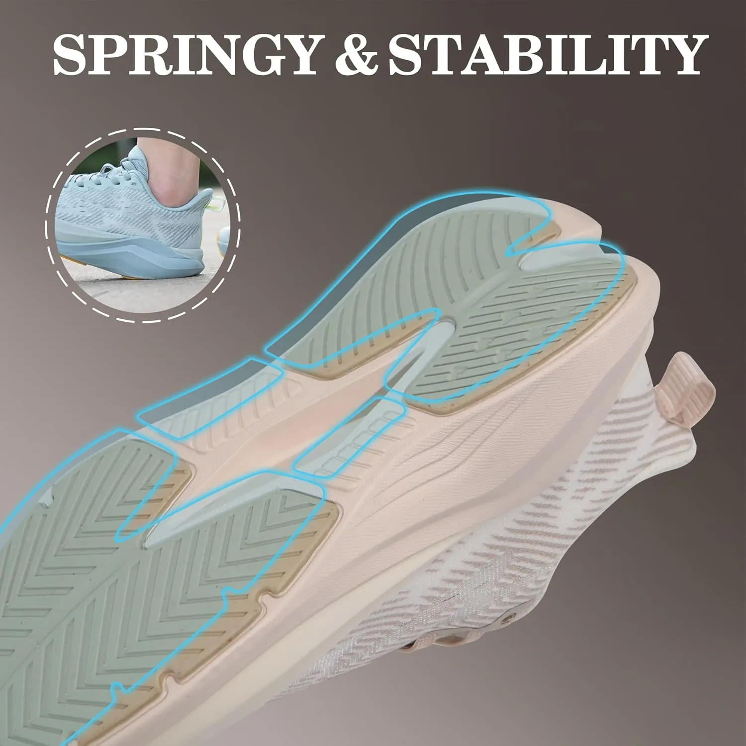 Hawkwell Men's Cloud Zero Active Cushion Breathable Tennis Walking Running Gym Workout Jogging Fashion Sneakers Medical Work Shoes