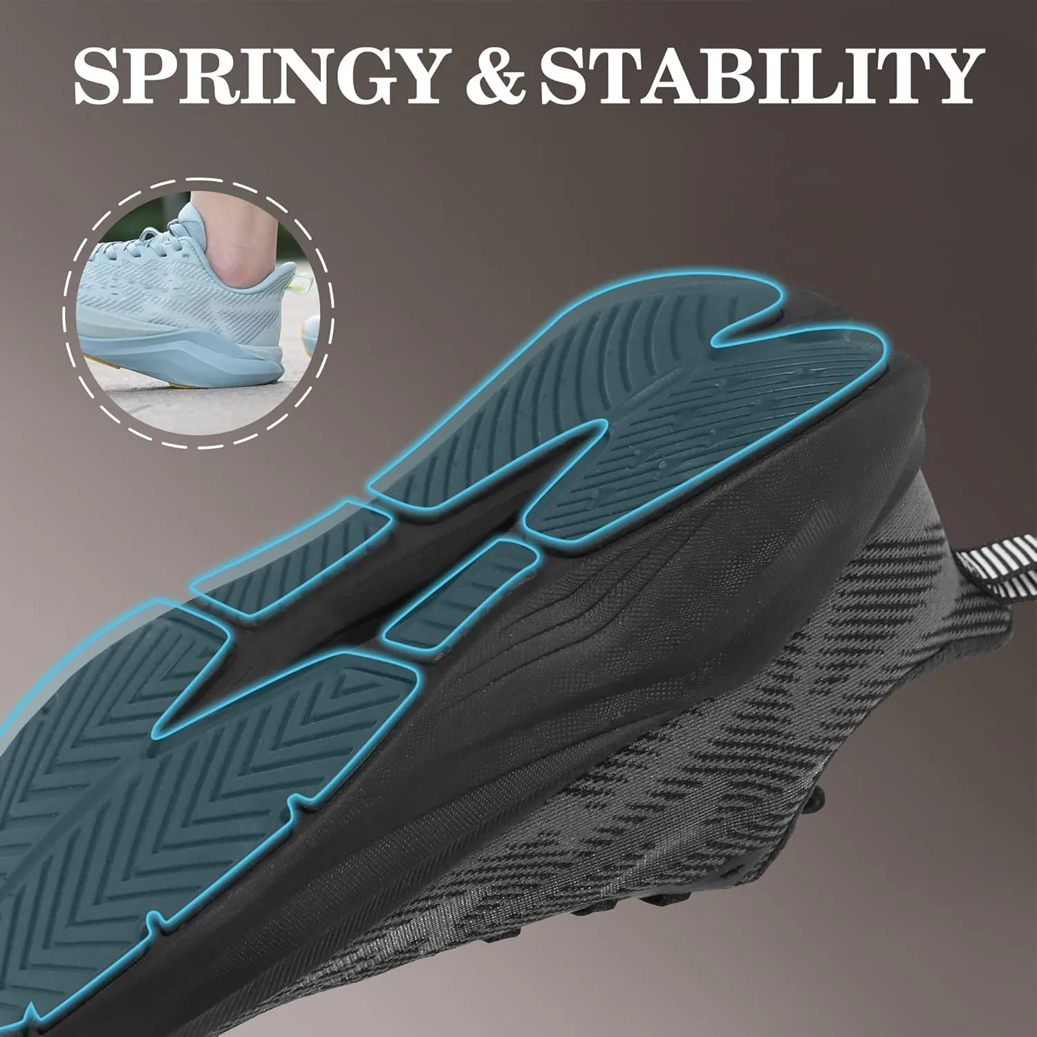 Hawkwell Men's Cloud Zero Active Cushion Breathable Tennis Walking Running Gym Workout Jogging Fashion Sneakers Medical Work Shoes