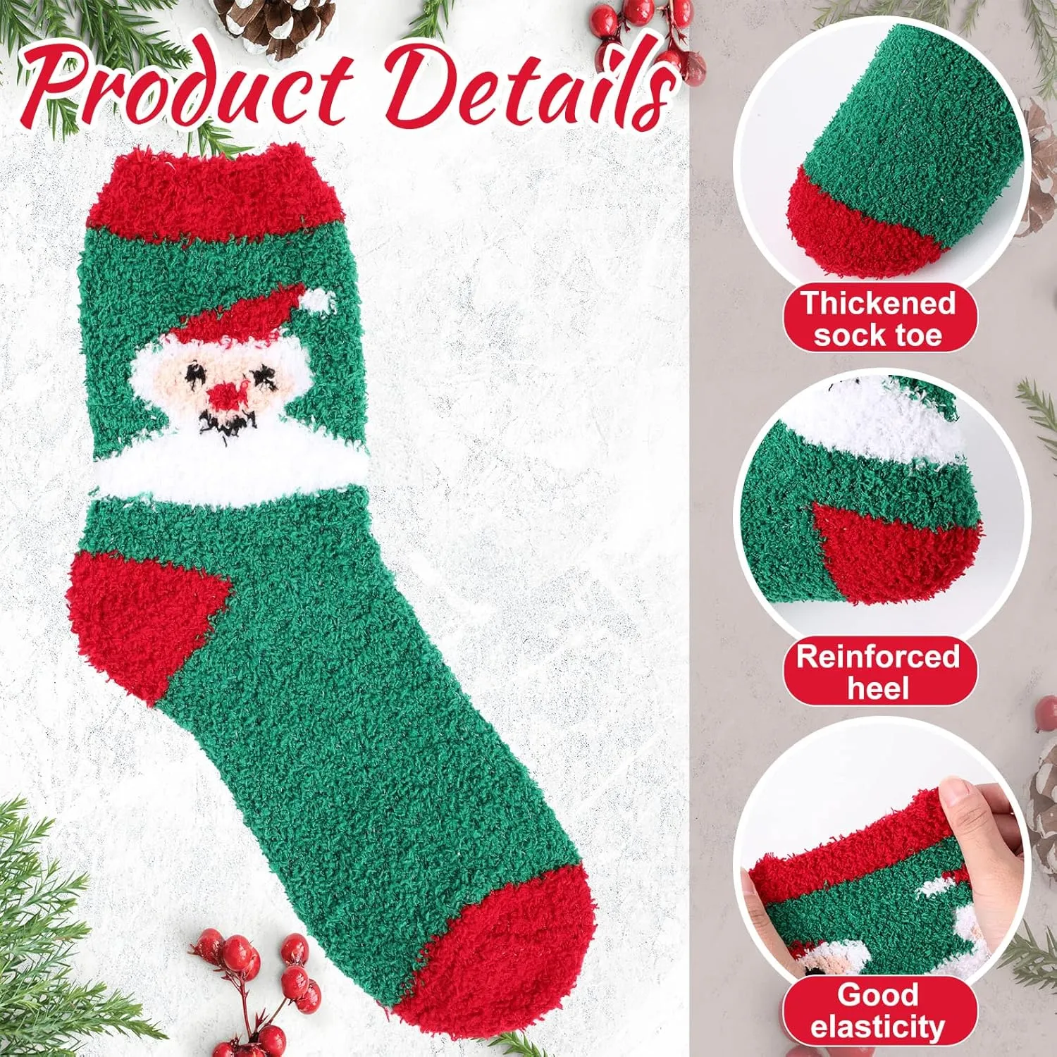 Haysandy 12 Pair Christmas Socks Fuzzy Funny Winter Warm Stretchy Novelty Colorful Holiday Crew Socks Bulk for Women Men