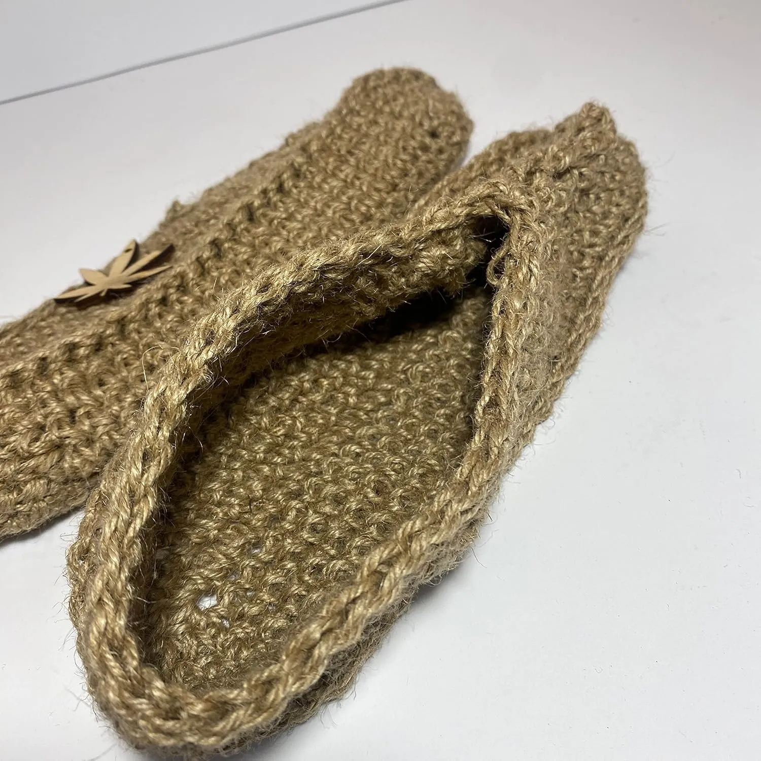 Hemp Hand knit Wool Slippers Men's-Women's-Unisex-Hemp home slippers-slipper shoes (8 US MAN)