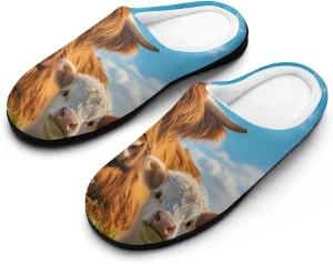 Highland Cow Slippers for Women Warm House Shoes Home Slippers Bedroom Shoes for Women Mom Ladies