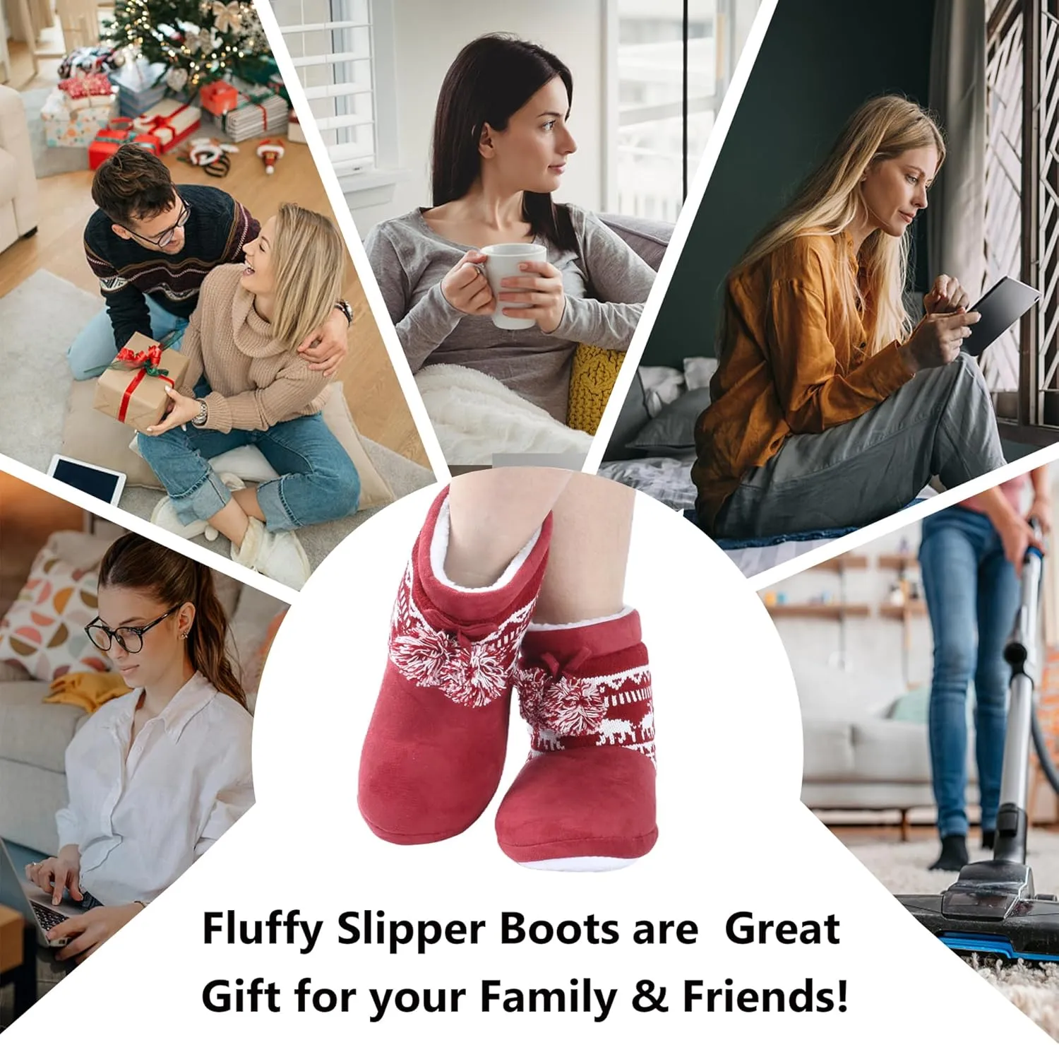 Home Slipper Women's Soft Plush Warm Indoor House Slipper Boots Shoes