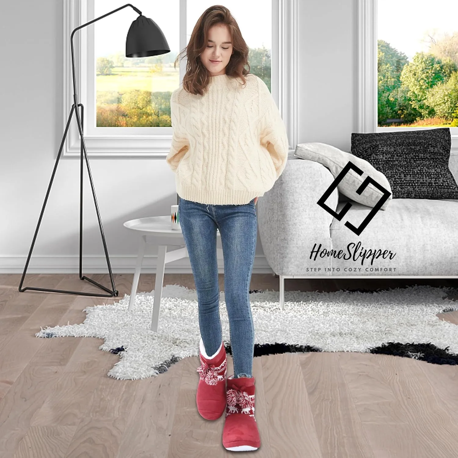 Home Slipper Women's Soft Plush Warm Indoor House Slipper Boots Shoes