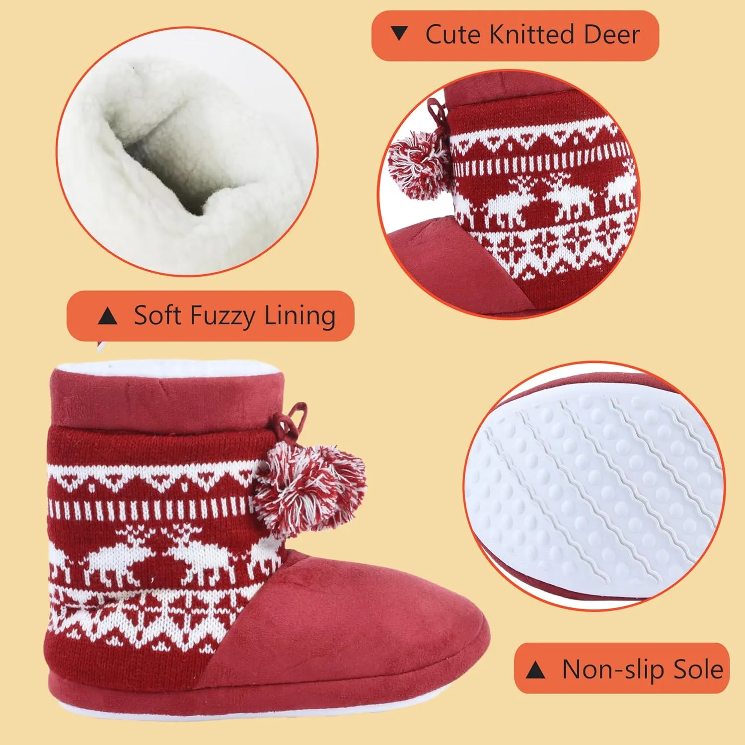 Home Slipper Women's Soft Plush Warm Indoor House Slipper Boots Shoes