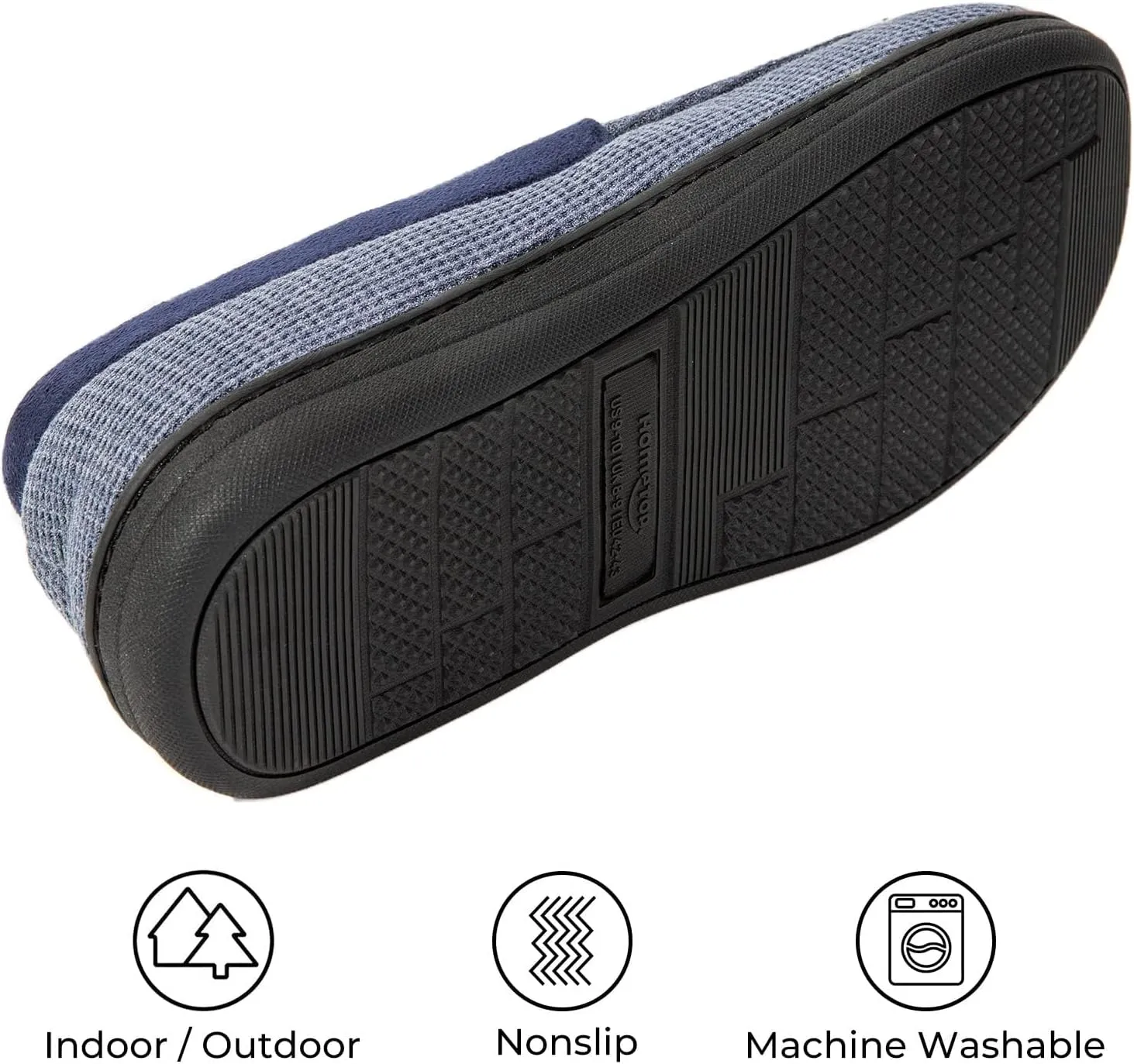 HomeTop Men's Comfort Memory Foam Moccasin Slippers, Breathable Cotton Knit Terry Cloth House Shoes for Indoor Outdoor