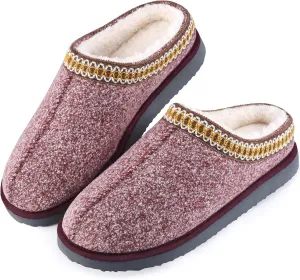 Homitem House Bedroom Slippers for Women Platform Shoes Indoor and Outdoor with Fuzzy Lining Hard Sole Memory Foam Slip on