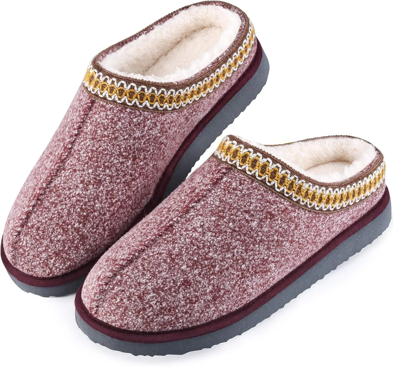 Homitem House Bedroom Slippers for Women Platform Shoes Indoor and Outdoor with Fuzzy Lining Hard Sole Memory Foam Slip on