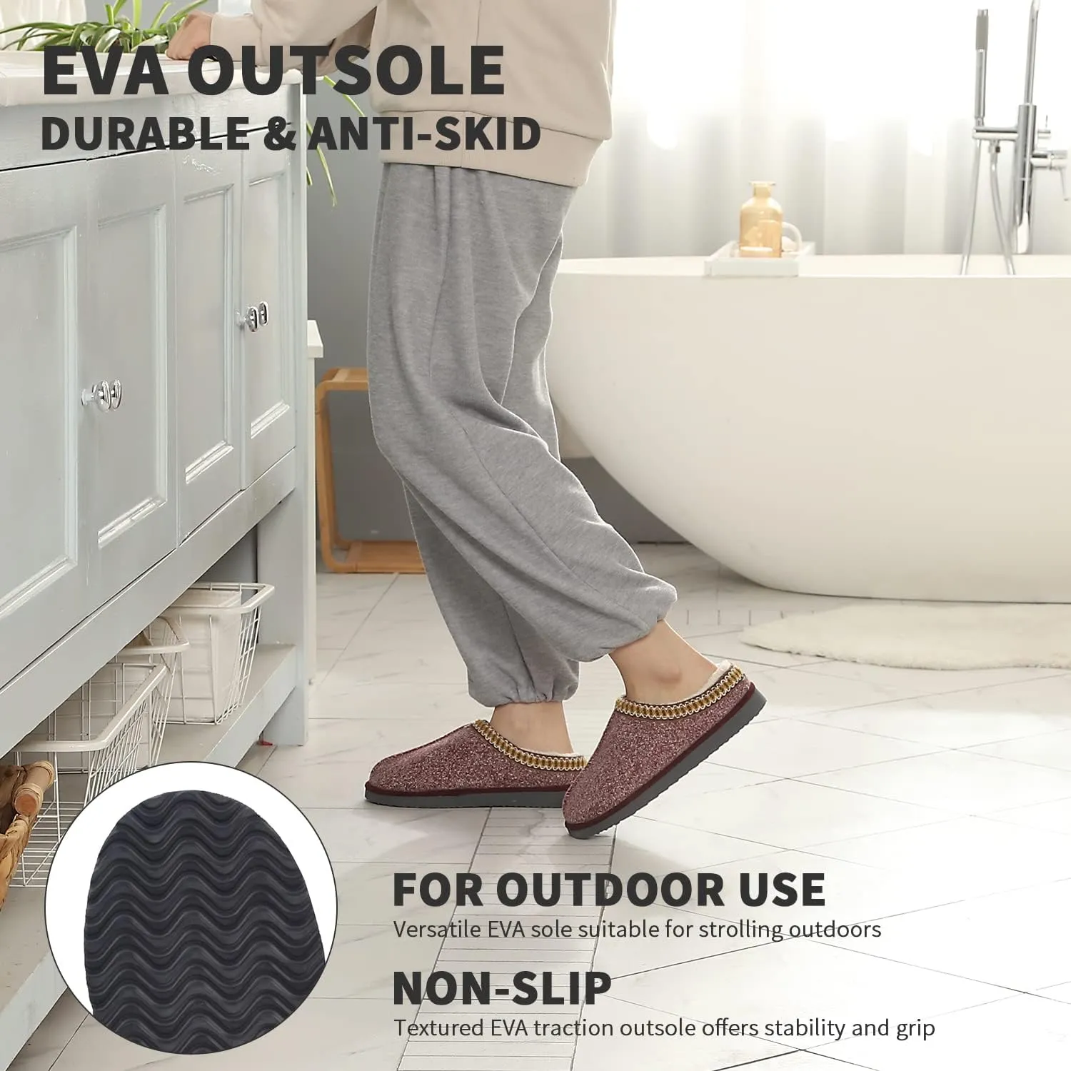 Homitem House Bedroom Slippers for Women Platform Shoes Indoor and Outdoor with Fuzzy Lining Hard Sole Memory Foam Slip on