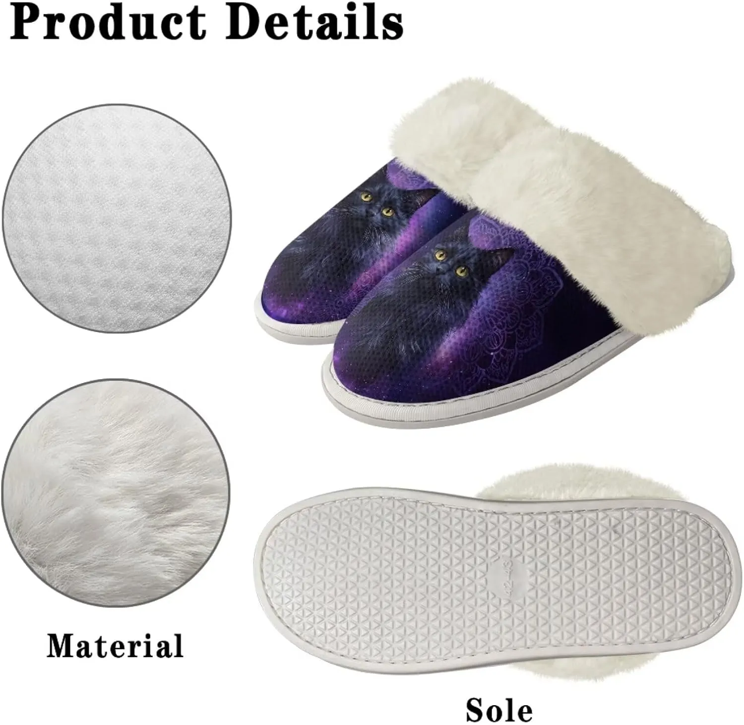 Howilath Dog Print Cotton Slippers with Fur Edges Warm House Shoes with Anti-Skid Sole Casual Novelty Fuzzy Slippers
