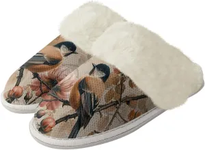 Howilath Small Bird Cotton House Shoes for Women Fluffy Slippers Warm Bedroom Shoes with Anti-Skid Sole