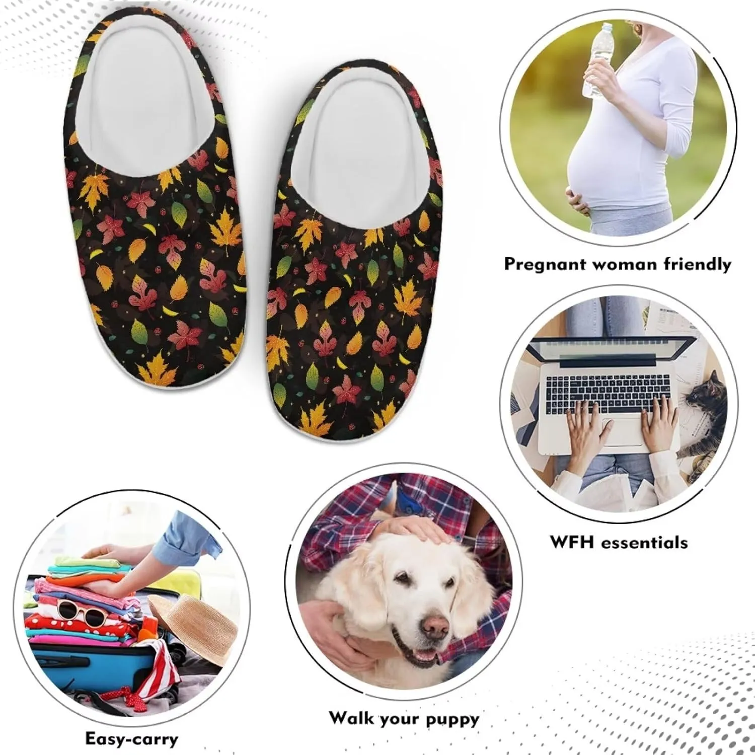 HUGS IDEA Slipper for Women Men Soft Scuff Slippers Anti-Slip Bedroom House Shoes Warm Cozy Plush