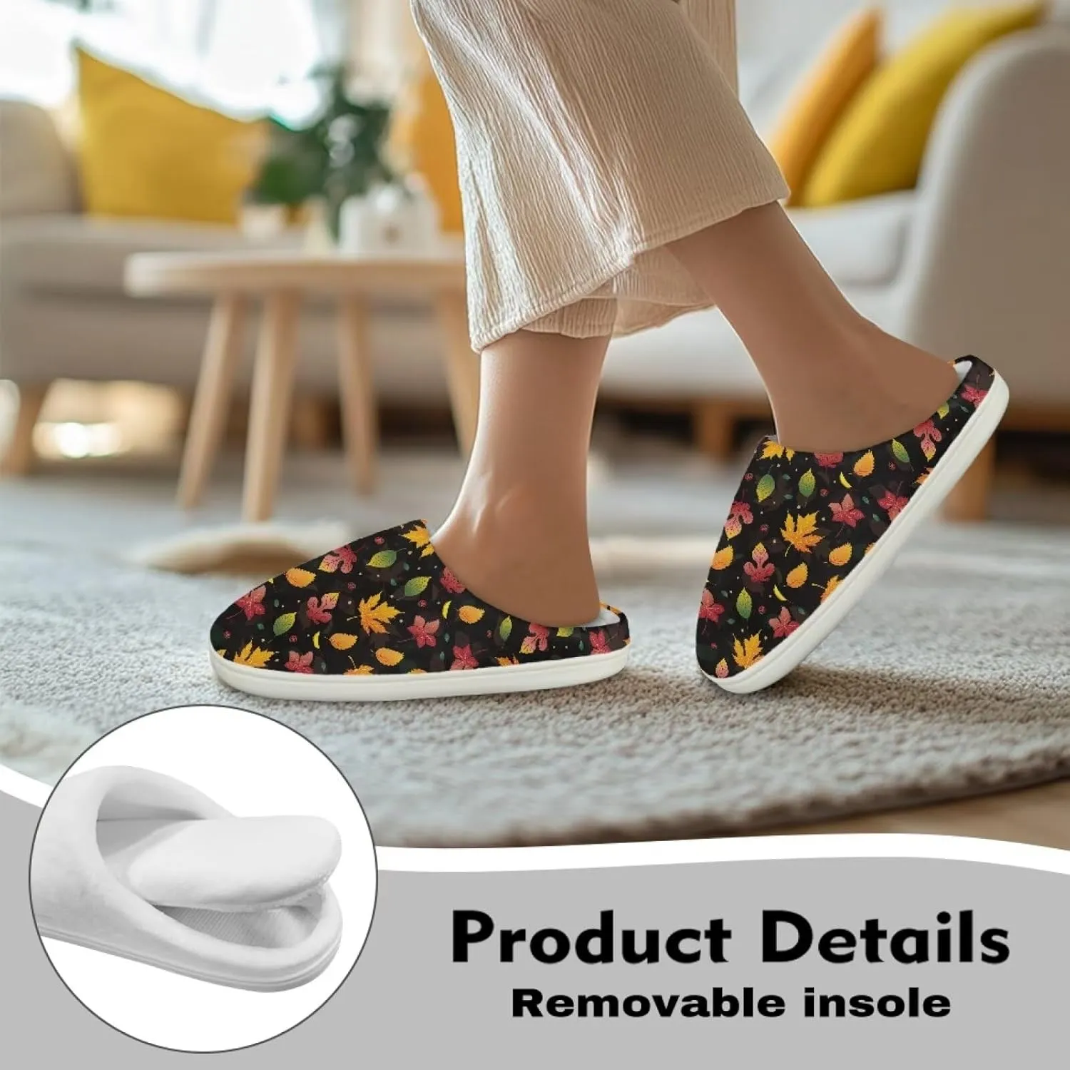 HUGS IDEA Slipper for Women Men Soft Scuff Slippers Anti-Slip Bedroom House Shoes Warm Cozy Plush